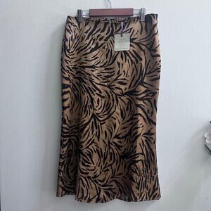 NEW Dress Forum Los Angeles Women's M Animal Print Midi Skirt Goldenrod Black